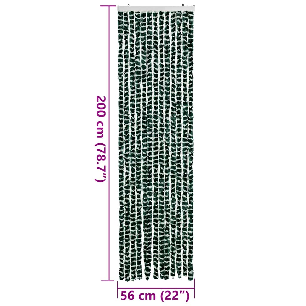 Zöld és fehér zsenília rovarfüggöny 56 x 200 cm