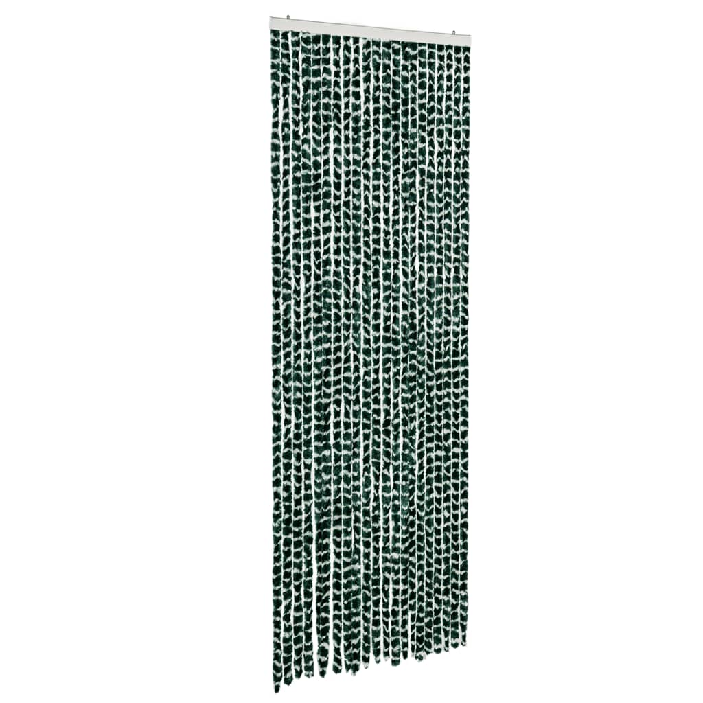 Zöld és fehér zsenília rovarfüggöny 90 x 200 cm