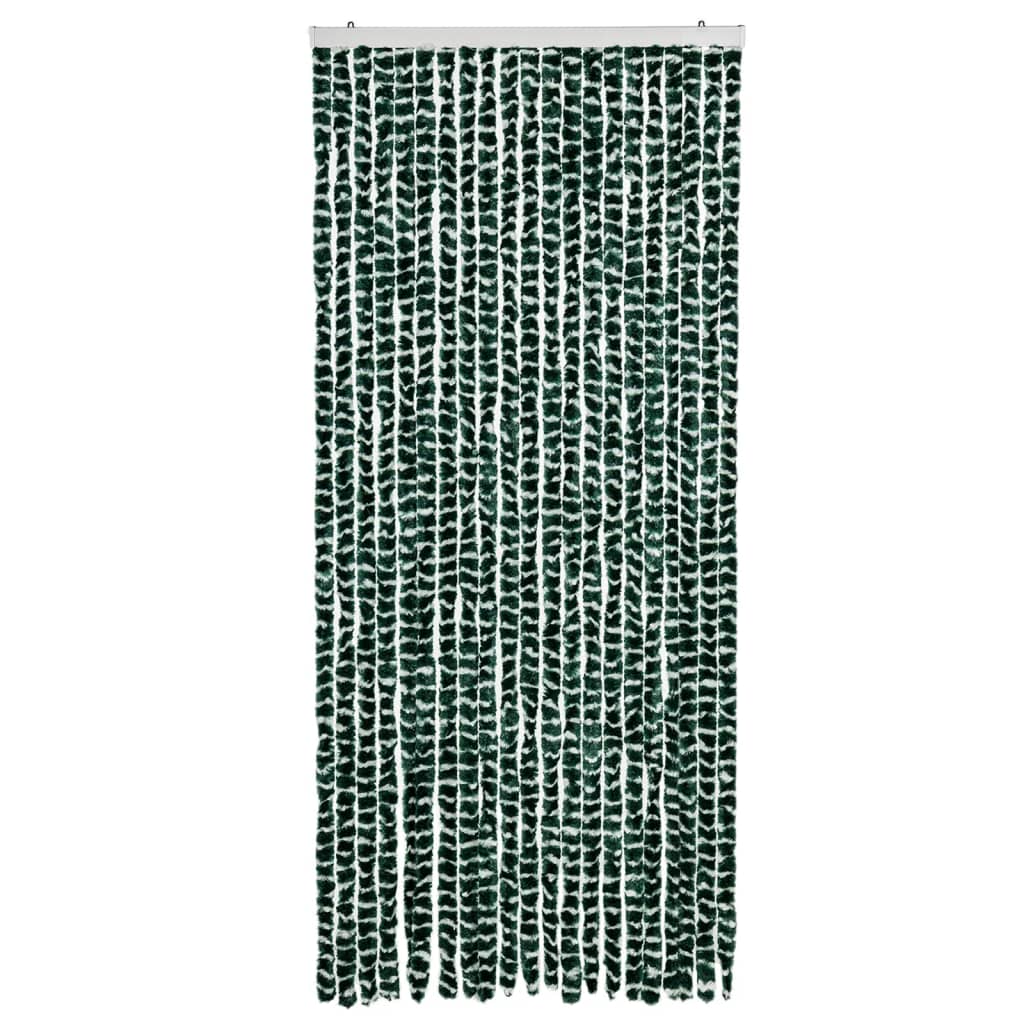 Zöld és fehér zsenília rovarfüggöny 90 x 200 cm