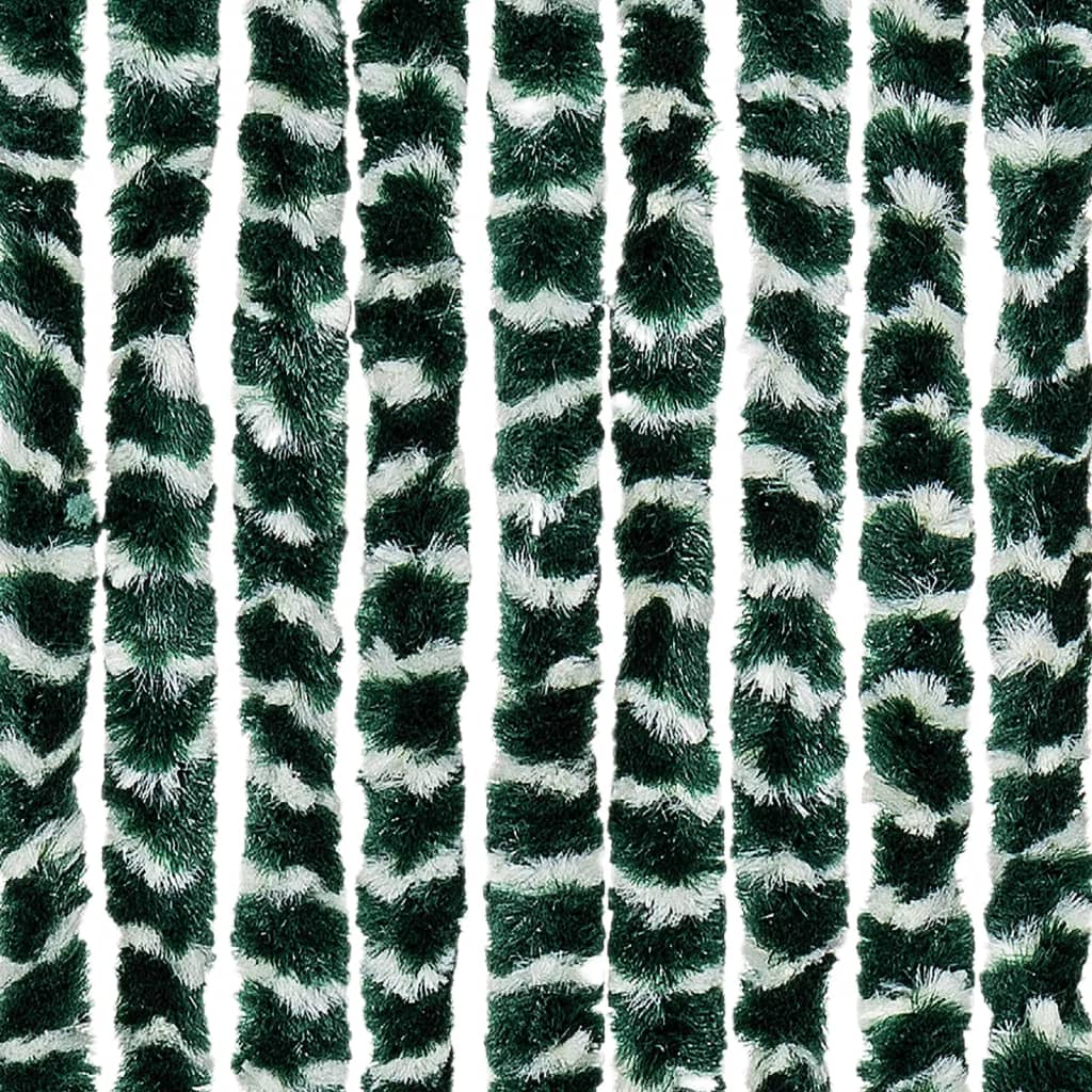 Zöld és fehér zsenília rovarfüggöny 90 x 200 cm