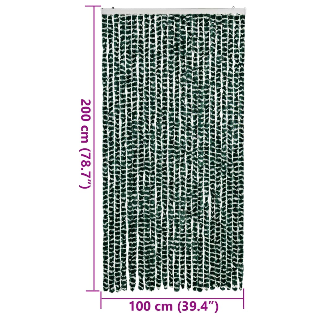 Zöld és fehér zsenília rovarfüggöny 100 x 200 cm