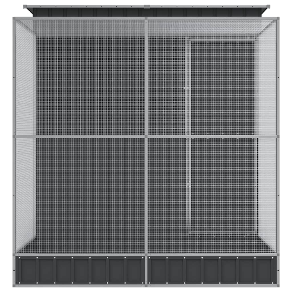Ezüstszínű acél madárház bővítménnyel 209 x 203 x 216 cm