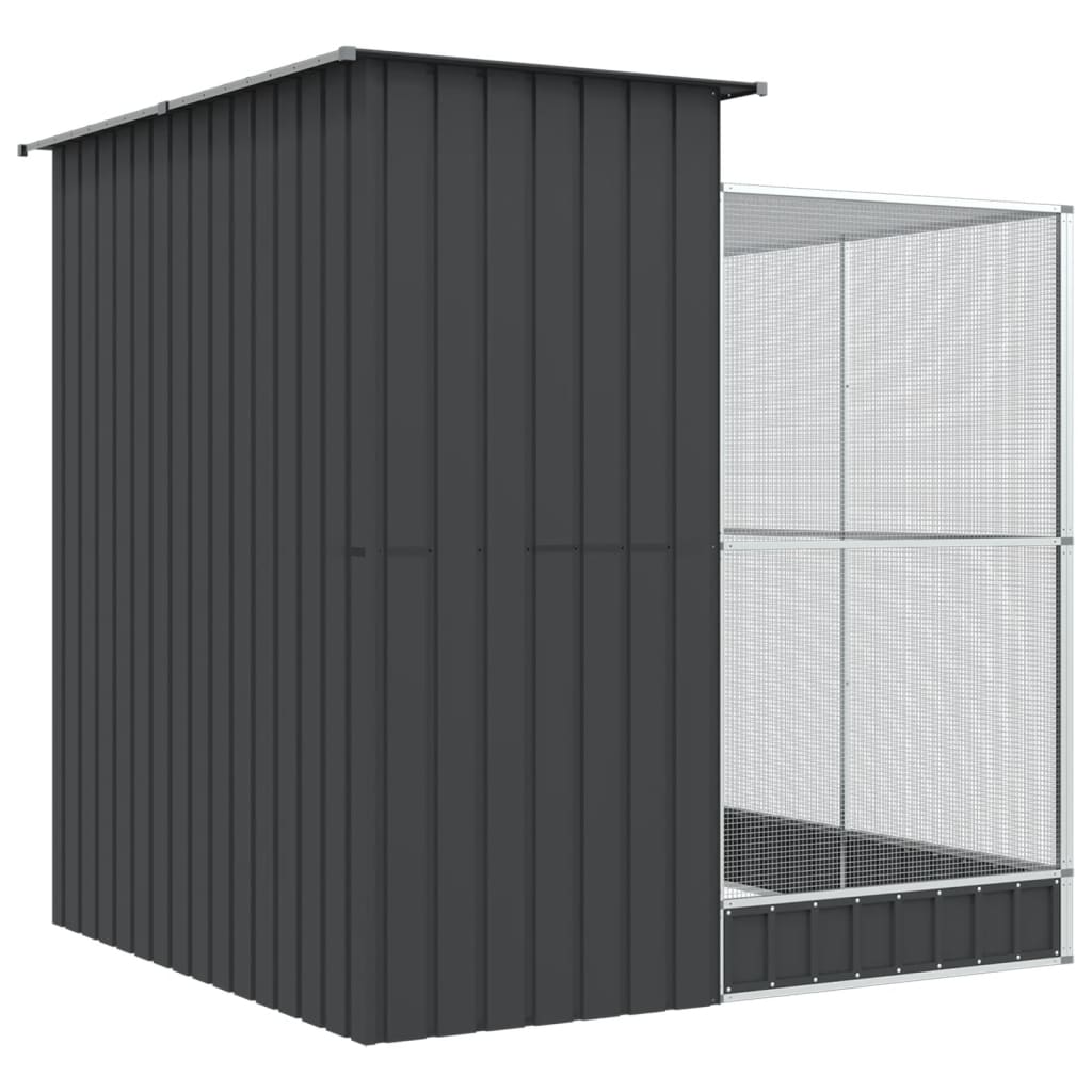 Ezüstszínű acél madárház bővítménnyel 209 x 203 x 216 cm