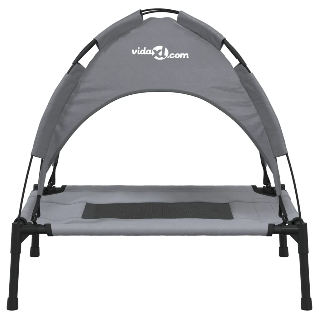 Antracitszürke oxford szövet és acél baldachinos kutyaágy