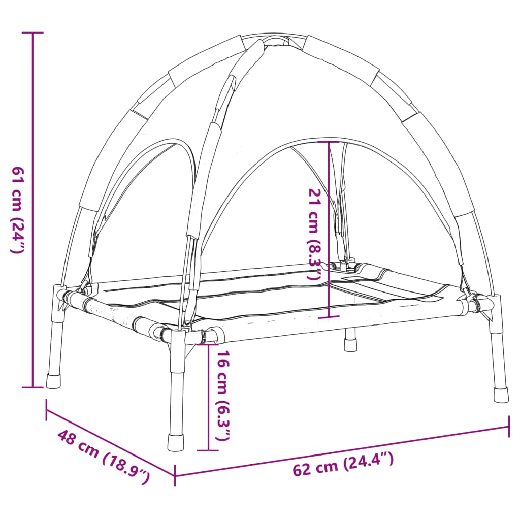 Antracitszürke oxford szövet és acél baldachinos kutyaágy