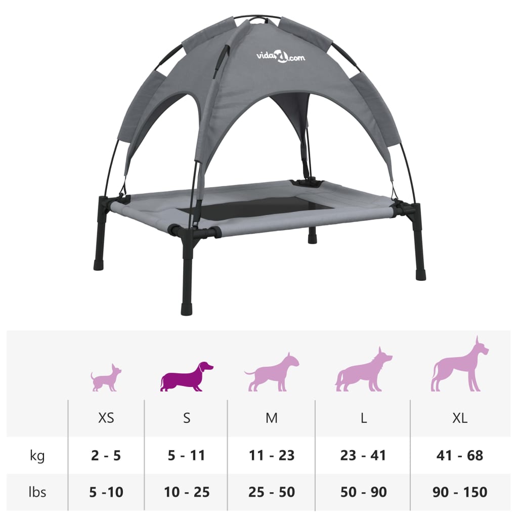 Antracitszürke oxford szövet és acél baldachinos kutyaágy