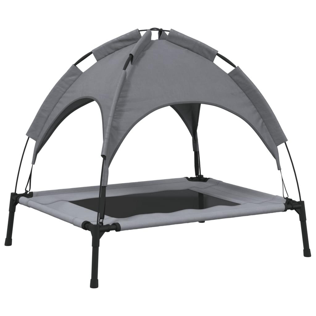 Antracitszürke oxford szövet és acél baldachinos kutyaágy