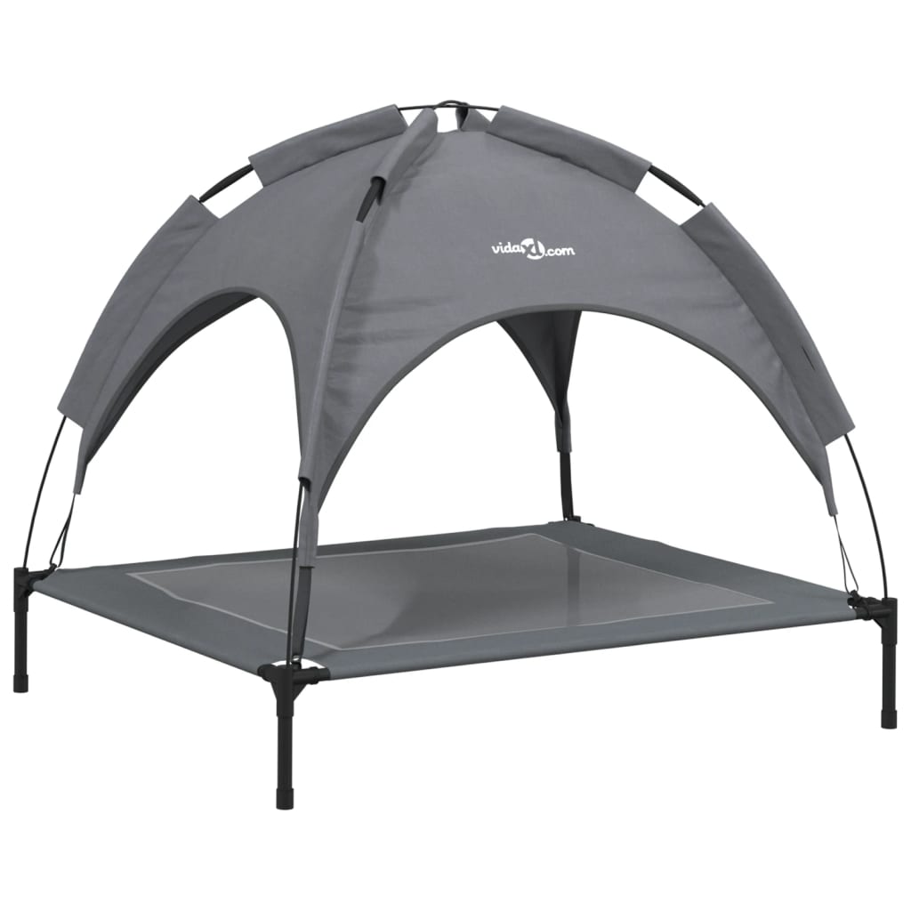 Antracitszürke oxford szövet és acél baldachinos kutyaágy