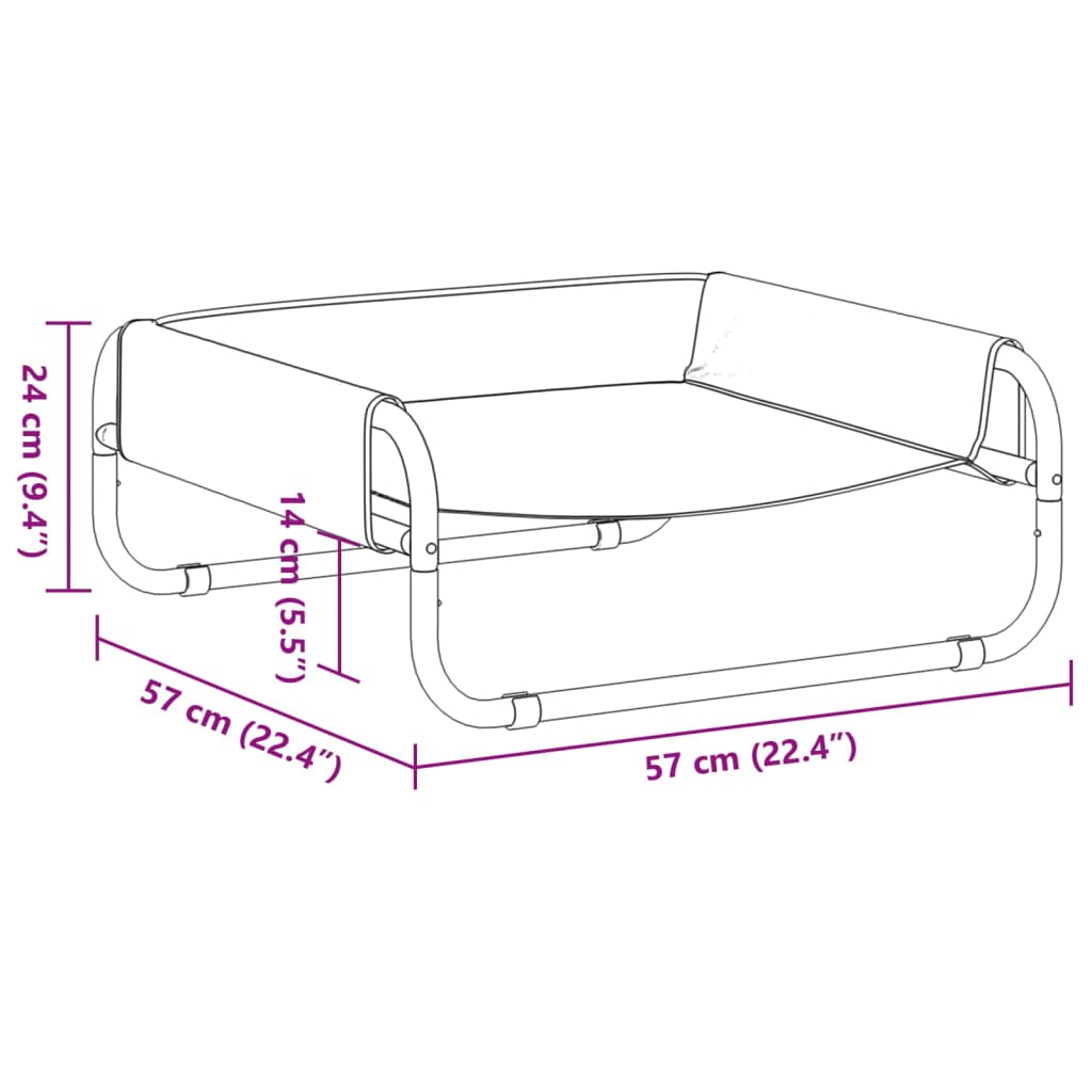 Antracitszürke oxford szövet és acél emelt kutyaágy