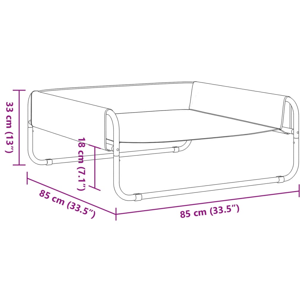 Antracitszürke oxford szövet és acél emelt kutyaágy