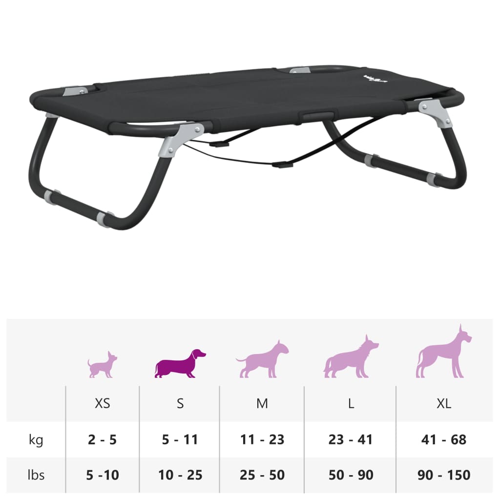 Antracitszürke oxford szövet és acél összecsukható kutyaágy