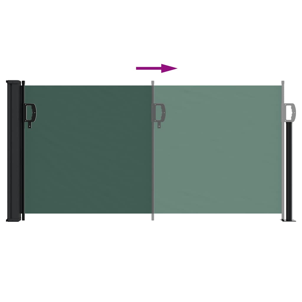 Sötétzöld behúzható oldalsó napellenző 100 x 500 cm
