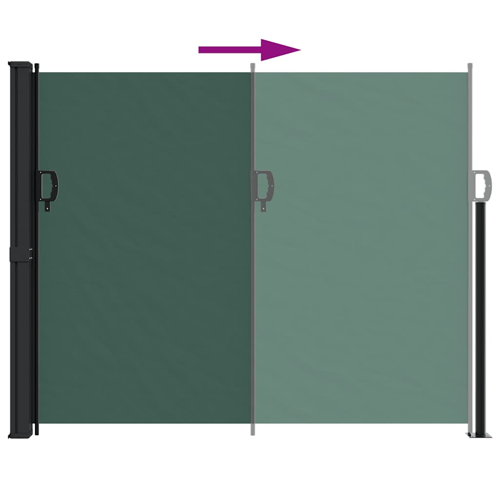 Sötétzöld behúzható oldalsó napellenző 160 x 600 cm