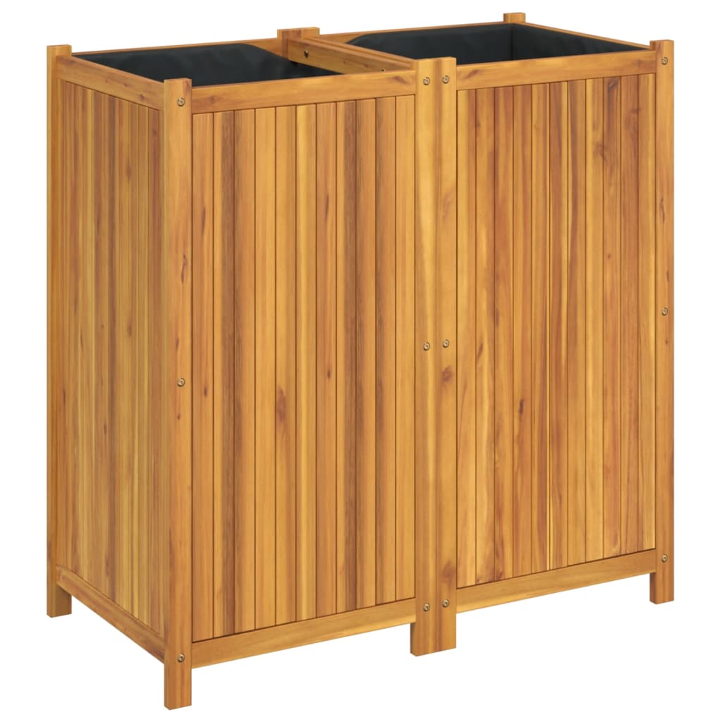 Tömör akácfa kerti virágtartó béléssel 100 x 50 x 100 cm