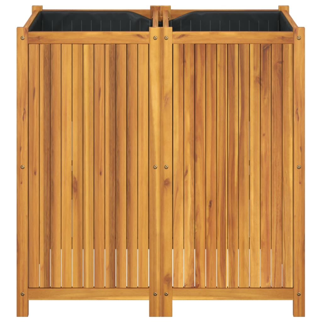 Tömör akácfa kerti virágtartó béléssel 100 x 50 x 100 cm