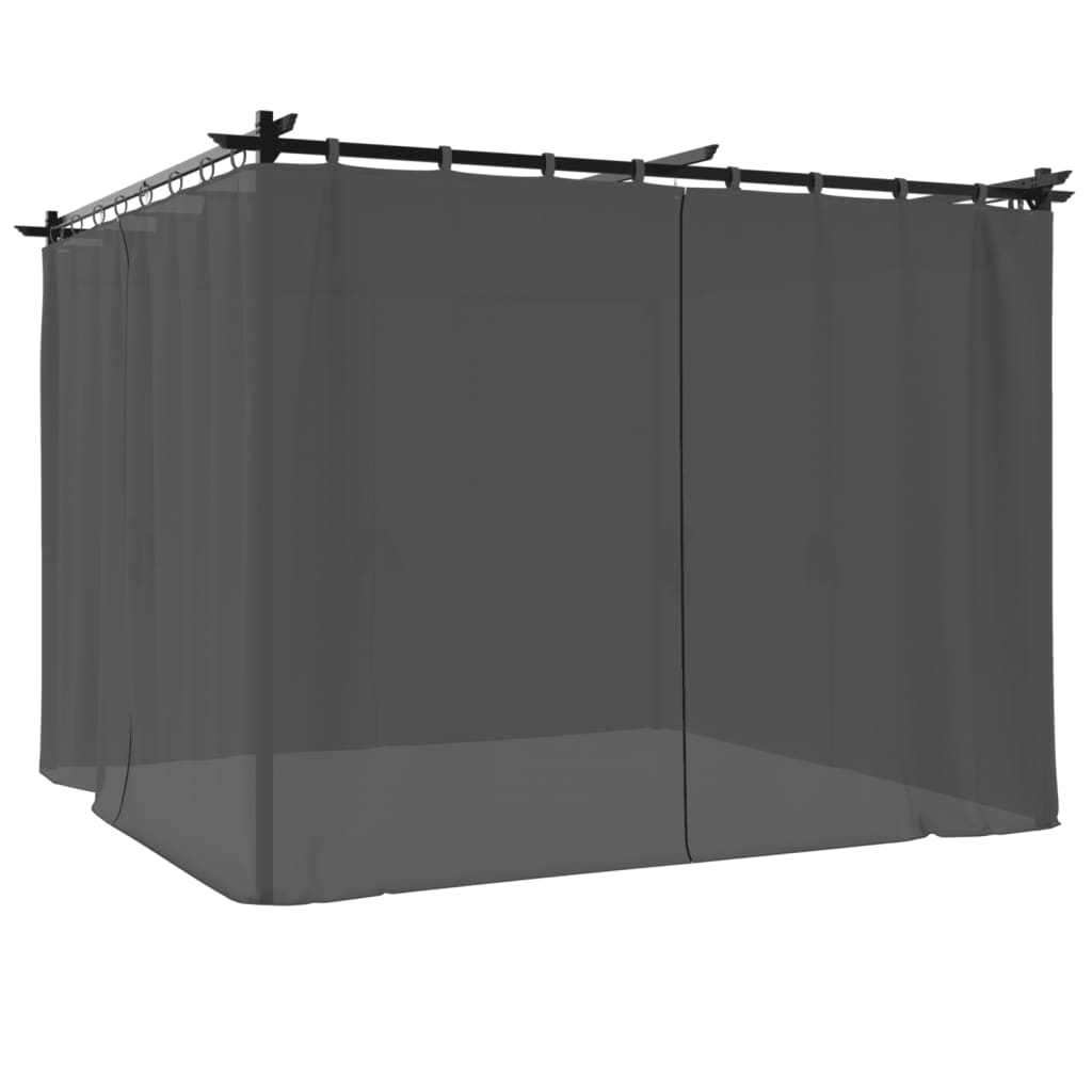 Antracitszürke acél pavilon függönyökkel 3 x 3 m