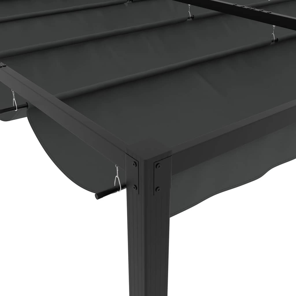 Antracitszürke acél kerti pavilon behúzható tetővel 3x3 m