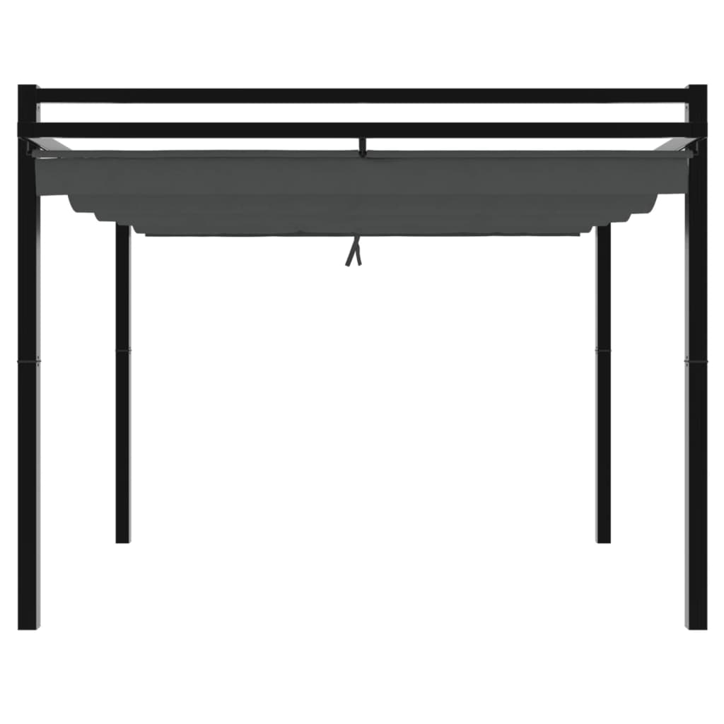 Antracitszürke alumínium kerti pavilon behúzható tetővel 3x3 m