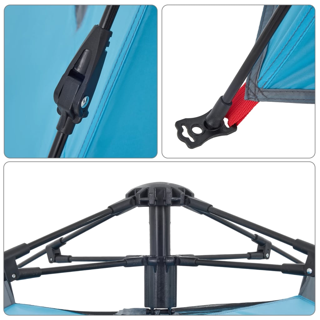 4 személyes kék kupola alakú felugró kempingsátor