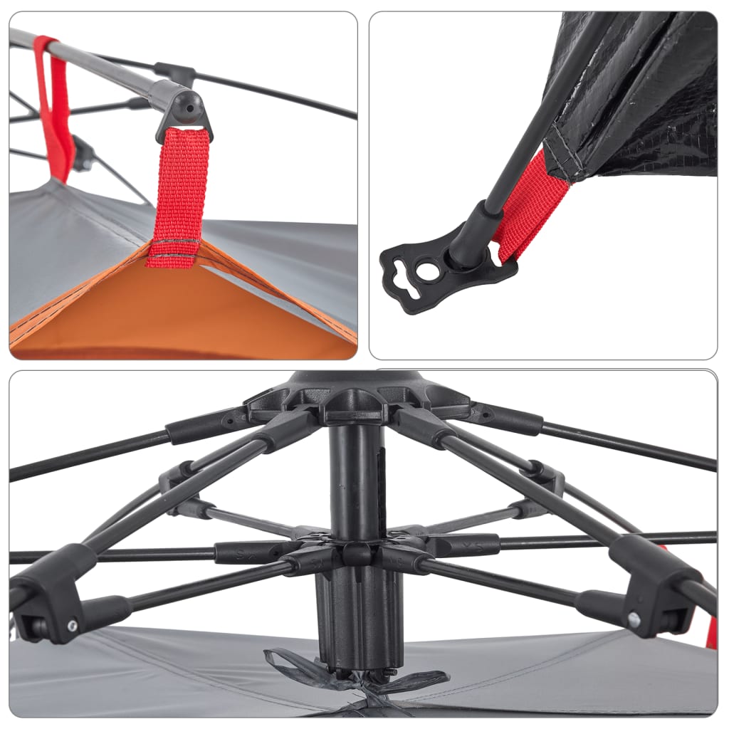 2 személyes szürke és narancs kupola alakú felugró kempingsátor