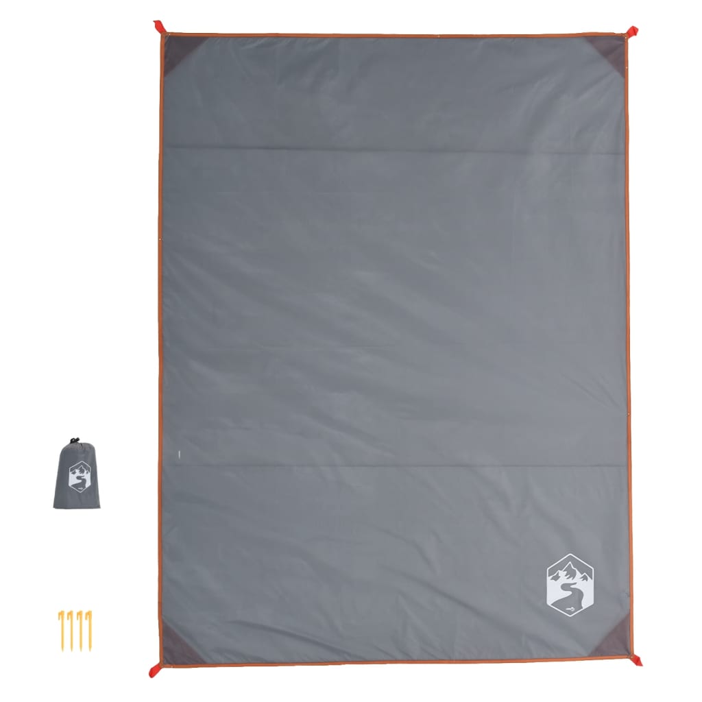 Szürke és narancssárga pikniktakaró cövekekkel 205 x 155 cm