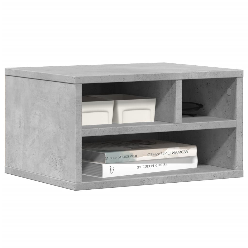 Betonszürke szerelt fa nyomtatóállvány 40 x 32 x 22,5 cm