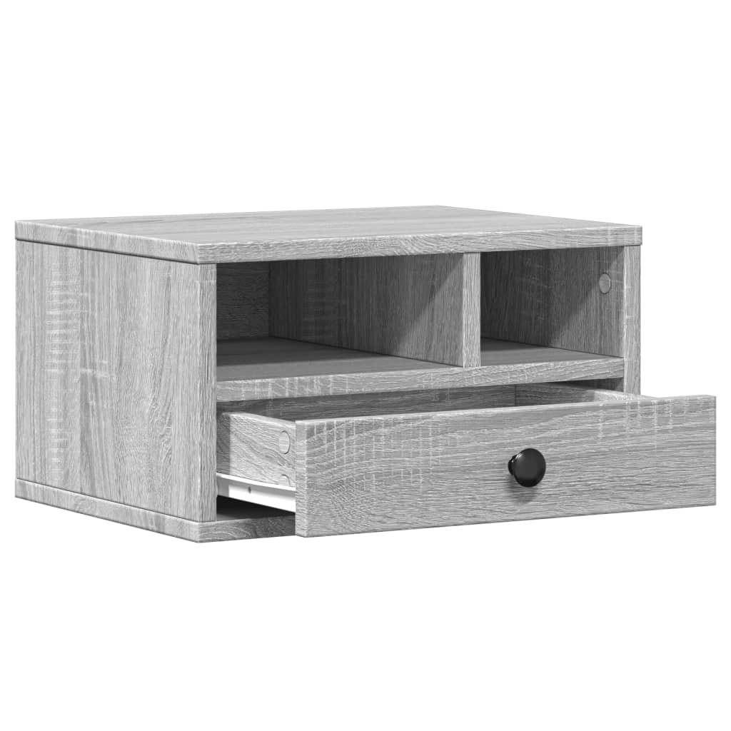 Szürke sonoma színű szerelt fa nyomtatóállvány 40x32x22,5 cm