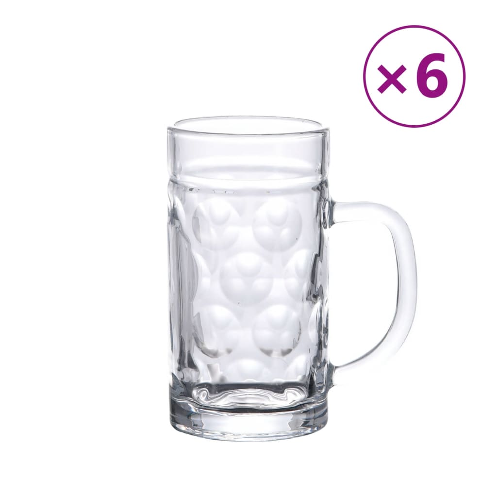 6 db üveg söröskorsó fogantyúval 500 ml 6 db üveg söröskorsó fogantyúval 500 ml