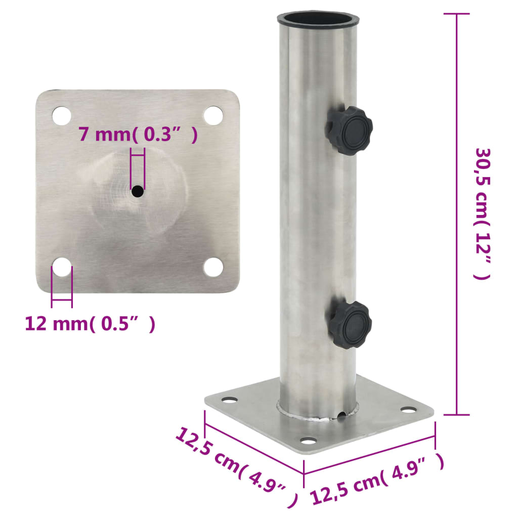 Ezüstszínű acél napernyőtalp rúdhoz ø38/48 mm