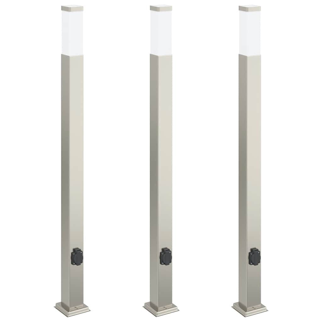 3 db kültéri lámpa konnektorral 110 cm rozsdamentes acél ip44