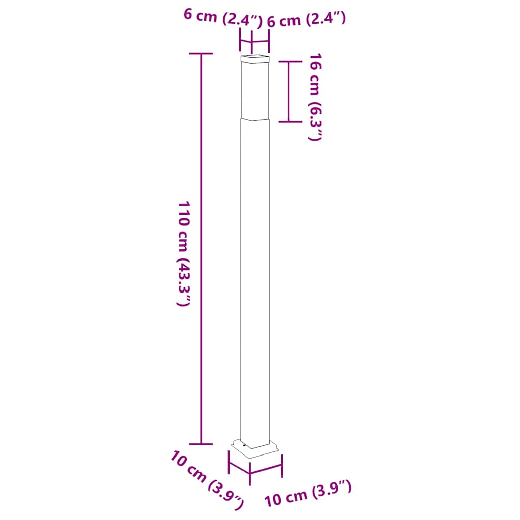 3 db oszloplámpa 110 cm fekete ip44