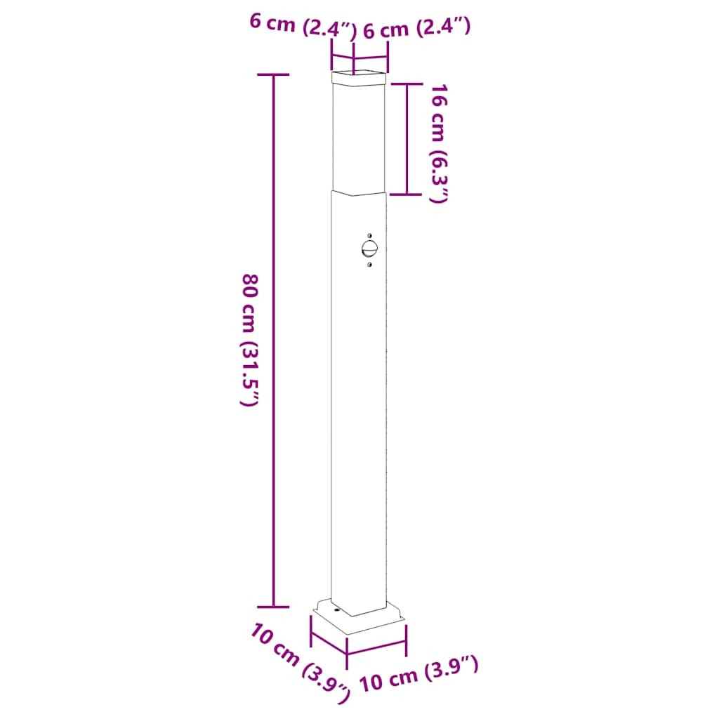 3 db szenzoros oszloplámpa 80 cm fekete ip44