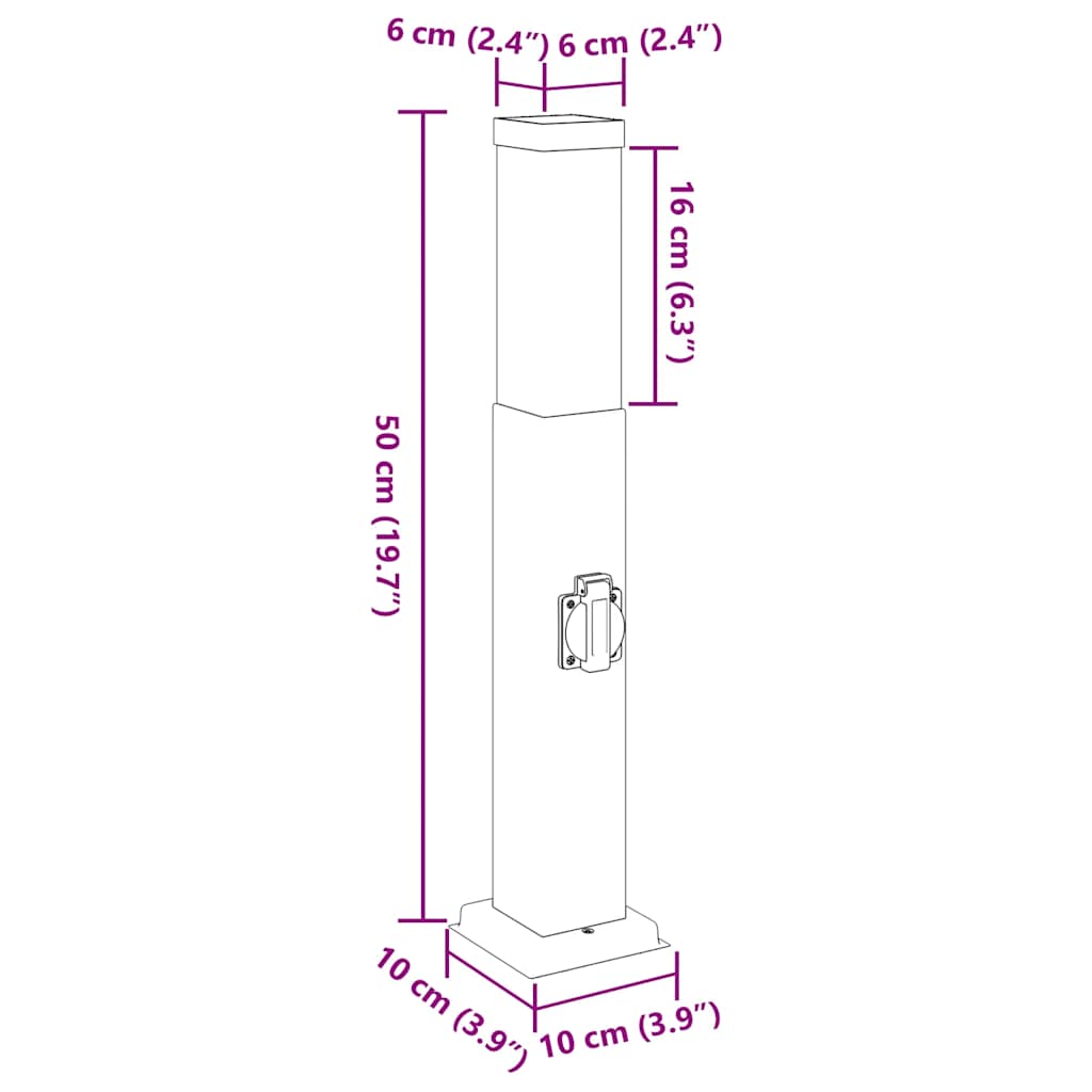 Oszloplámpa konnektorral 50 cm fekete ip44