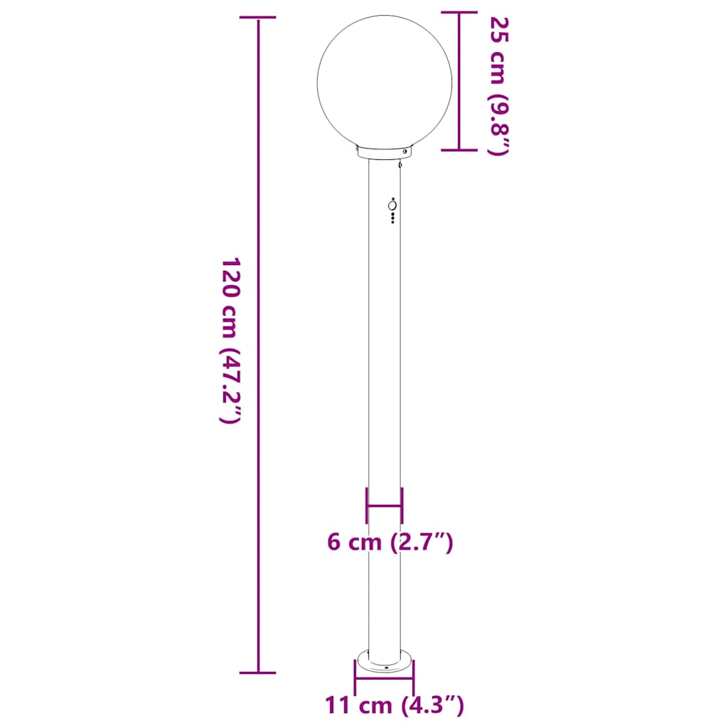 Szenzoros oszloplámpa 120 cm rozsdamentes acél ip44