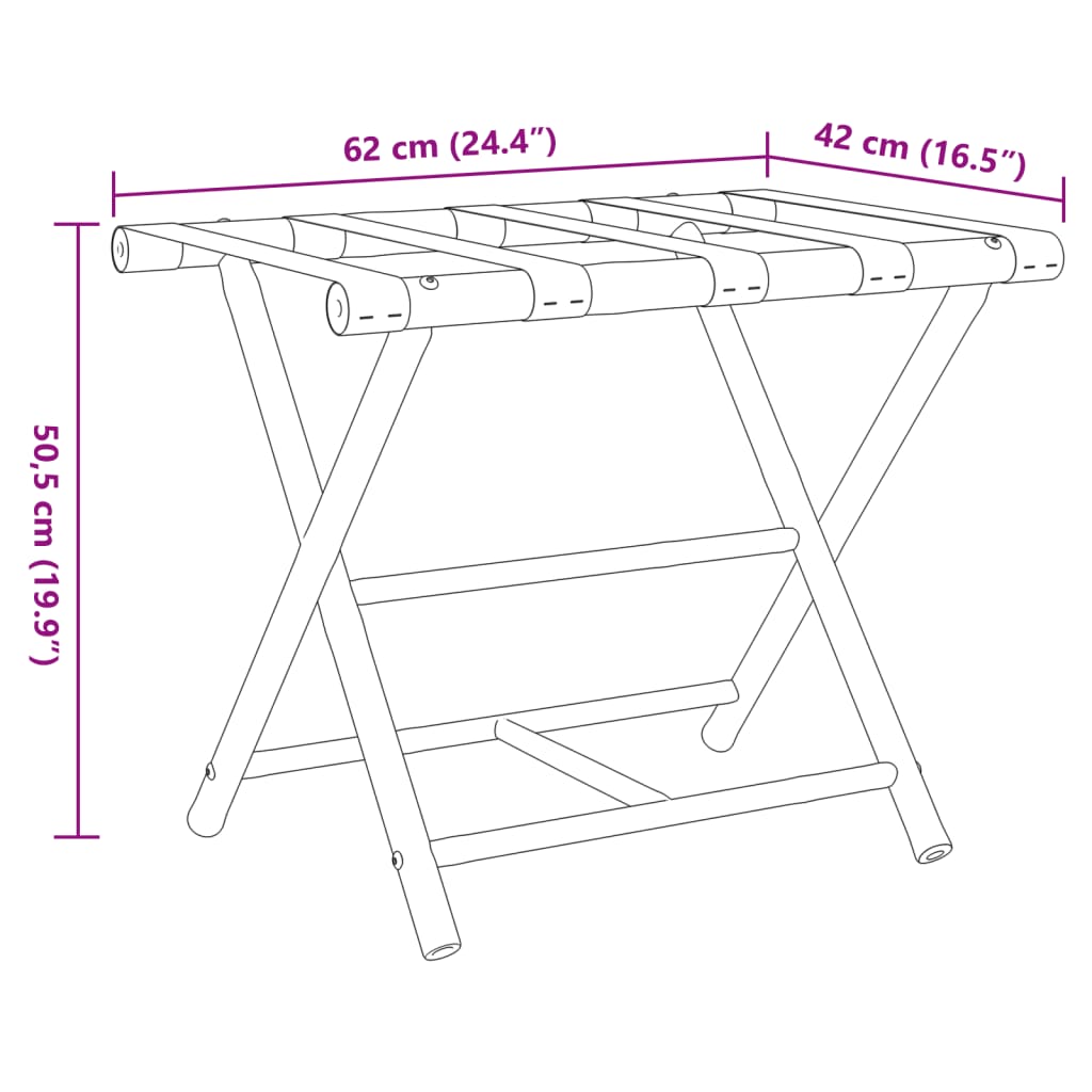Bambusz összecsukható bőröndtartó 62 x 42 x 50,5 cm Bambusz összecsukható bőröndtartó 62 x 42 x 50,5 cm