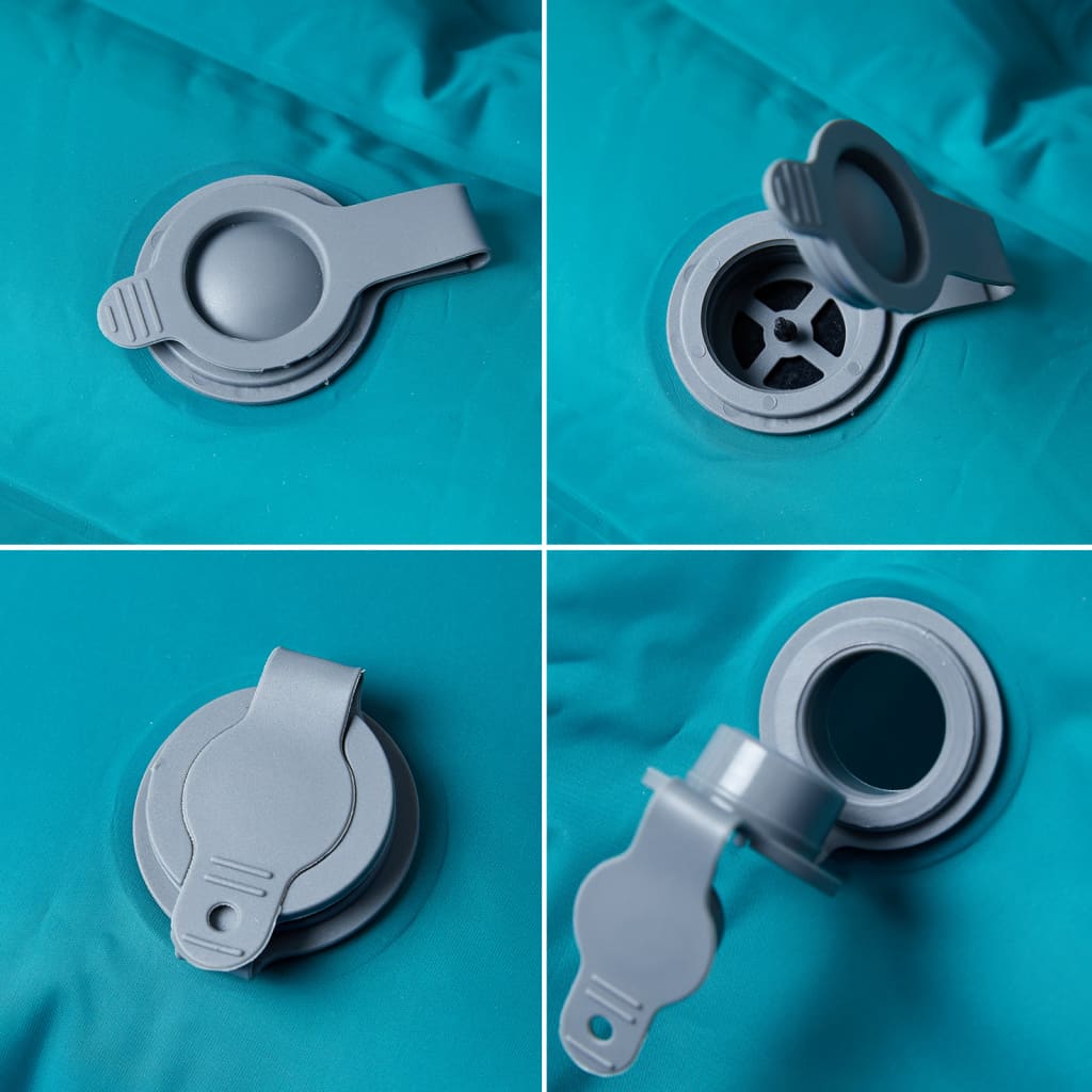 Kék kétszemélyes önfelfújó kempingmatrac párnákkal