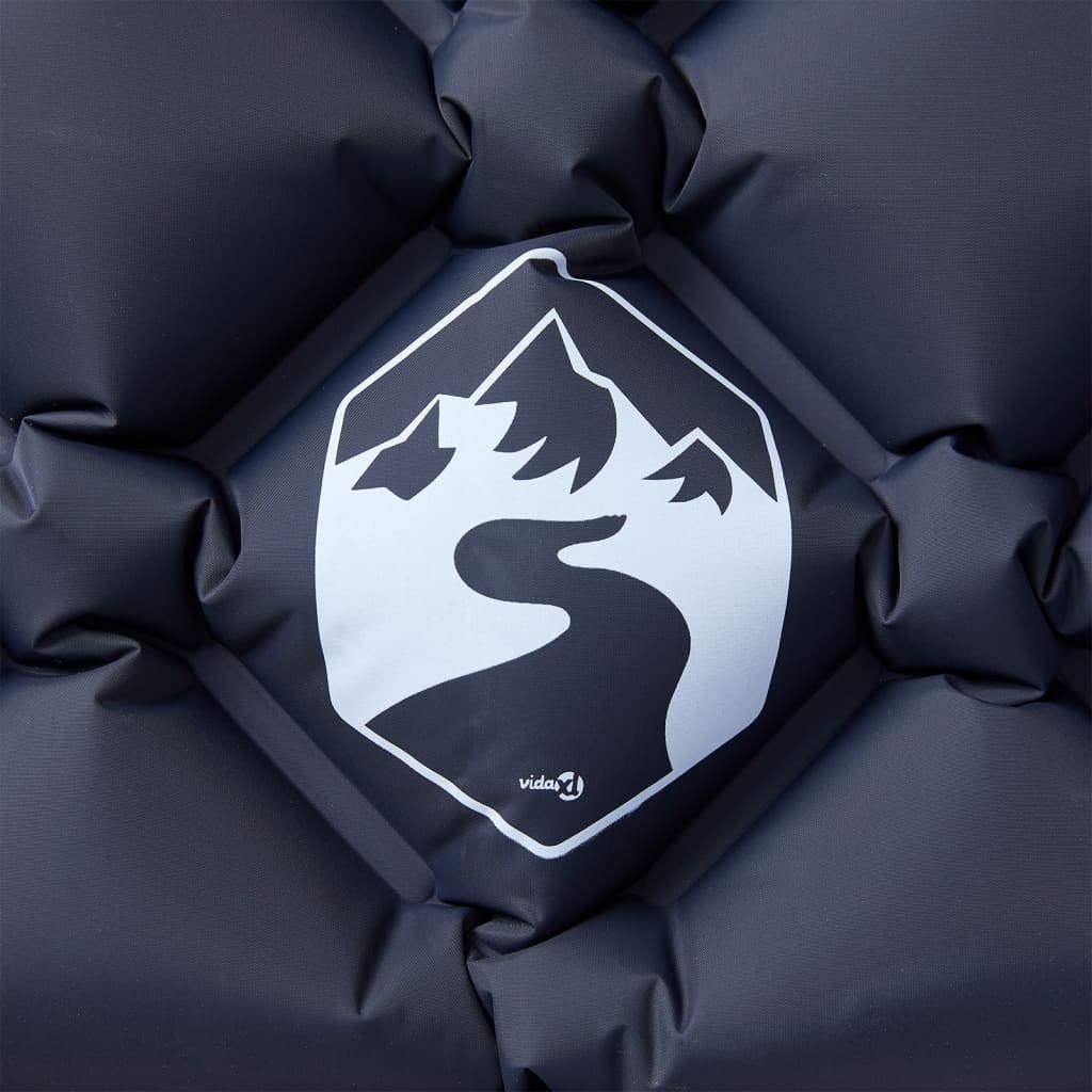 Szürke felfújható kempingmatrac beépített párnával