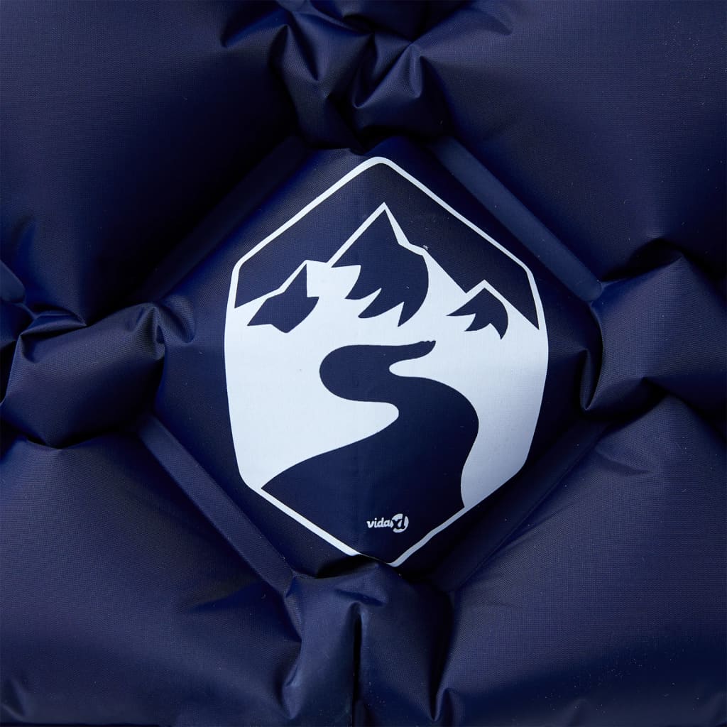 Tengerészkék felfújható kempingmatrac beépített párnával