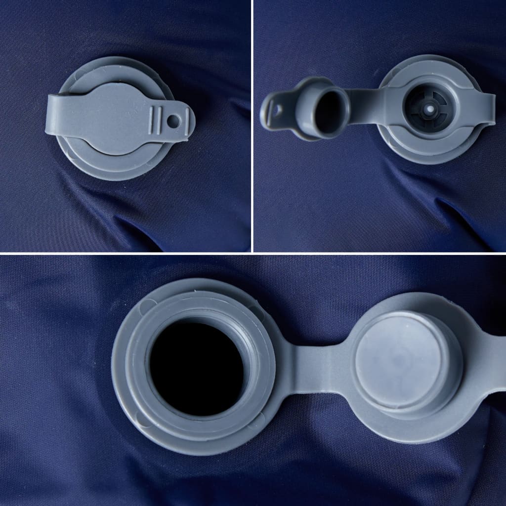 Tengerészkék felfújható kempingmatrac beépített párnával