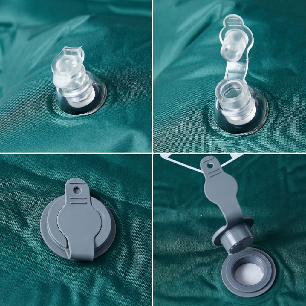 Zöld önfelfújó kempingmatrac beépített párnával