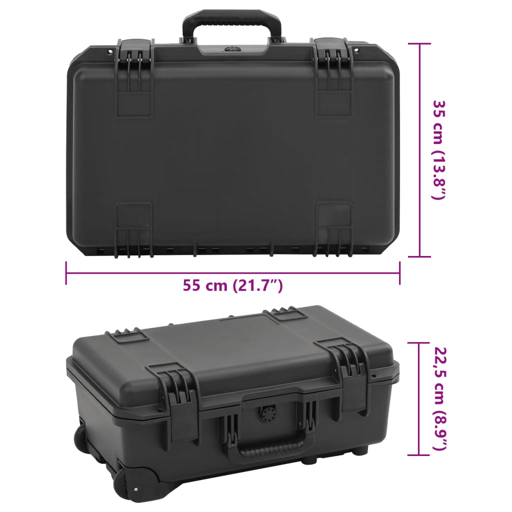 Fekete pp hordozható repülős tok 55 x 35 x 22,5 cm