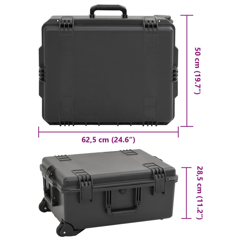 Fekete pp hordozható repülős tok 62,5 x 50 x 28,5 cm