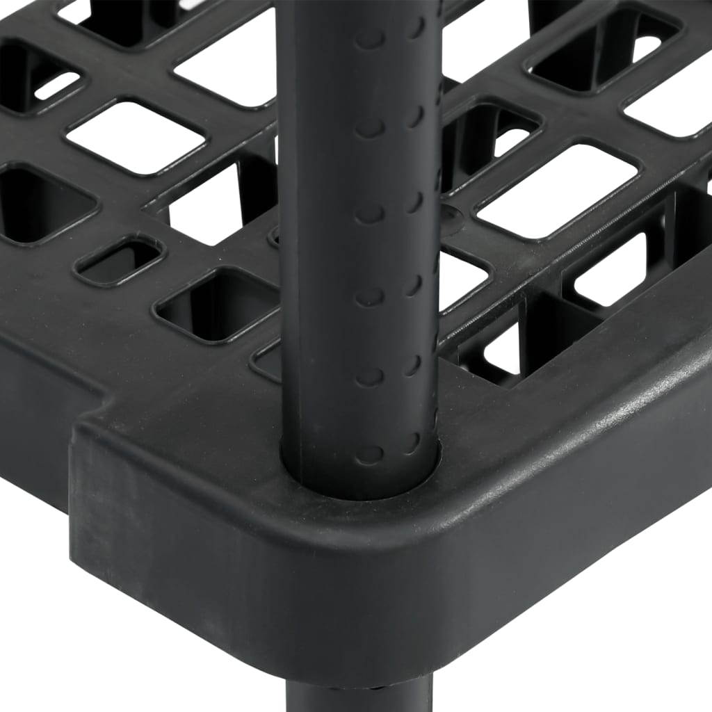 Fekete polipropilén 5 szintes tárolópolc 93,5 x 45,5 x 194,5 cm