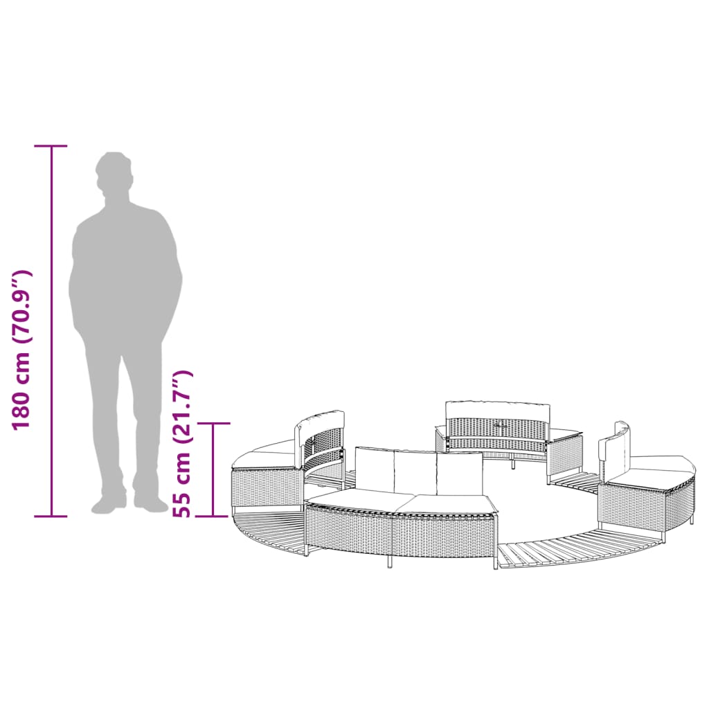 Szürke polyrattan és tömör akácfa jakuzzi-keret