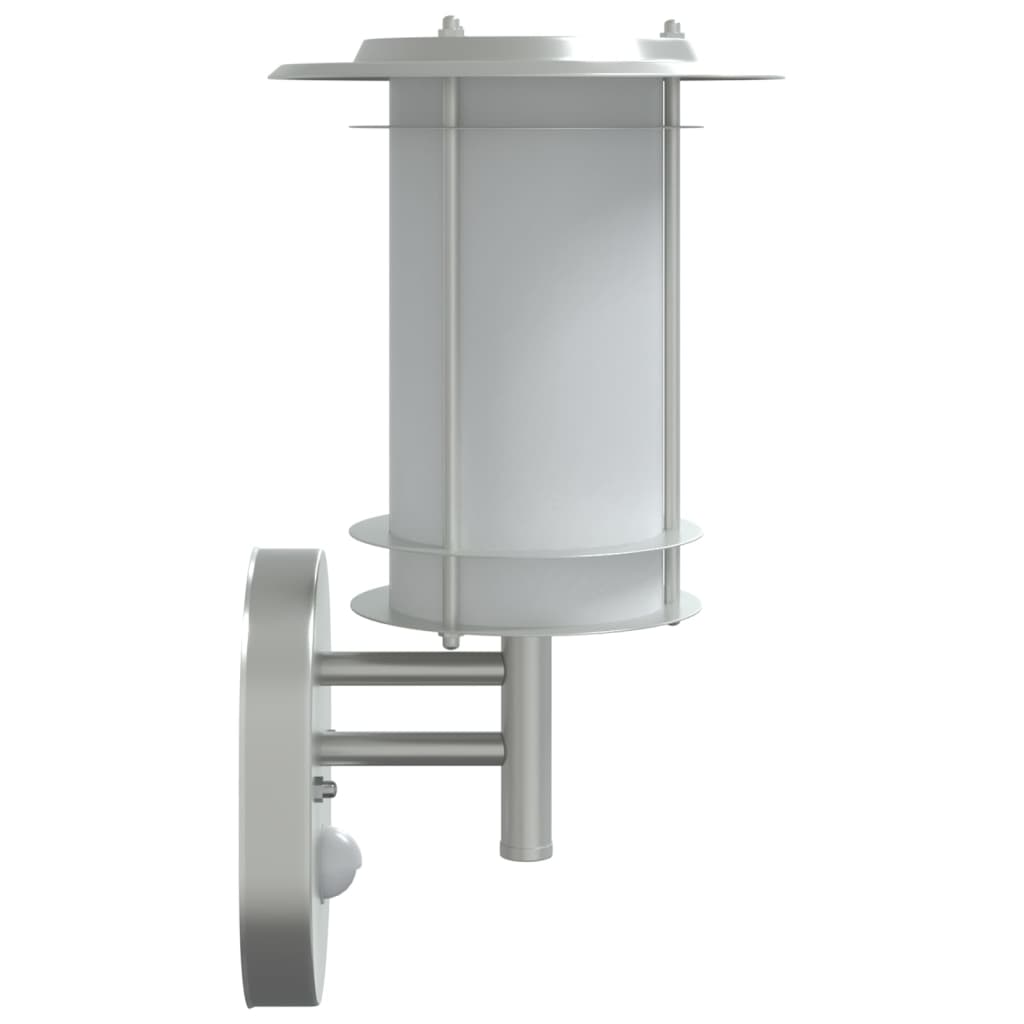 Ezüstszínű rozsdamentes acél kültéri érzékelős falilámpa