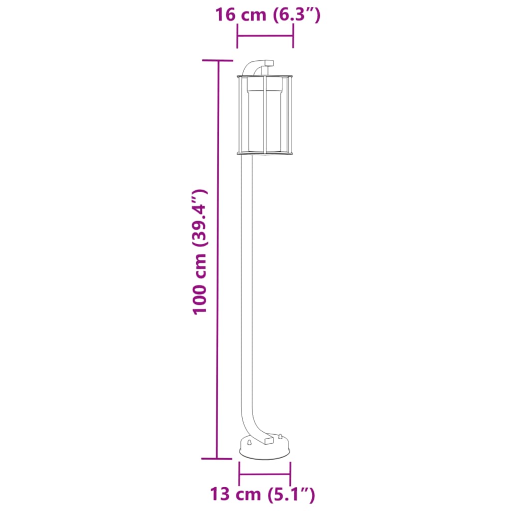 3 db fekete rozsdamentes acél kültéri állólámpa 100 cm
