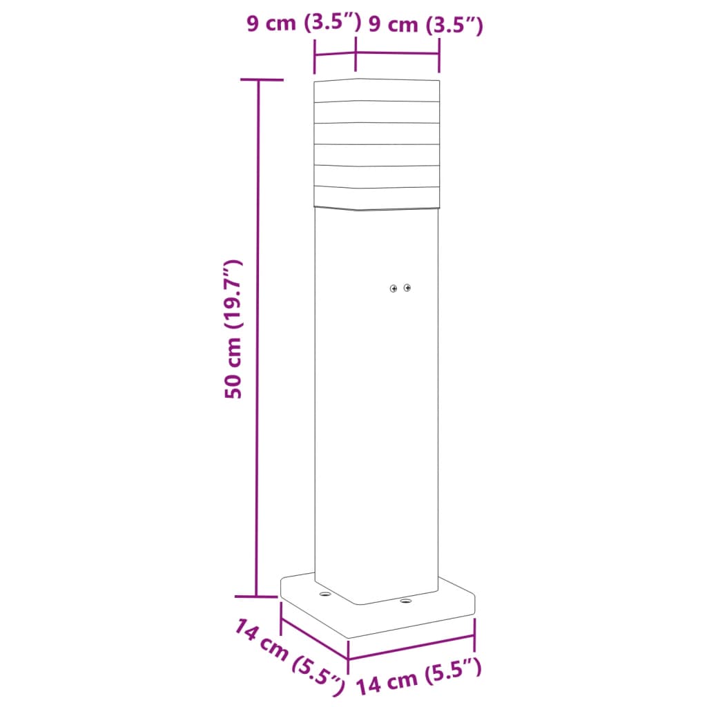 Fekete alumínium kültéri állólámpa aljzattal 50 cm