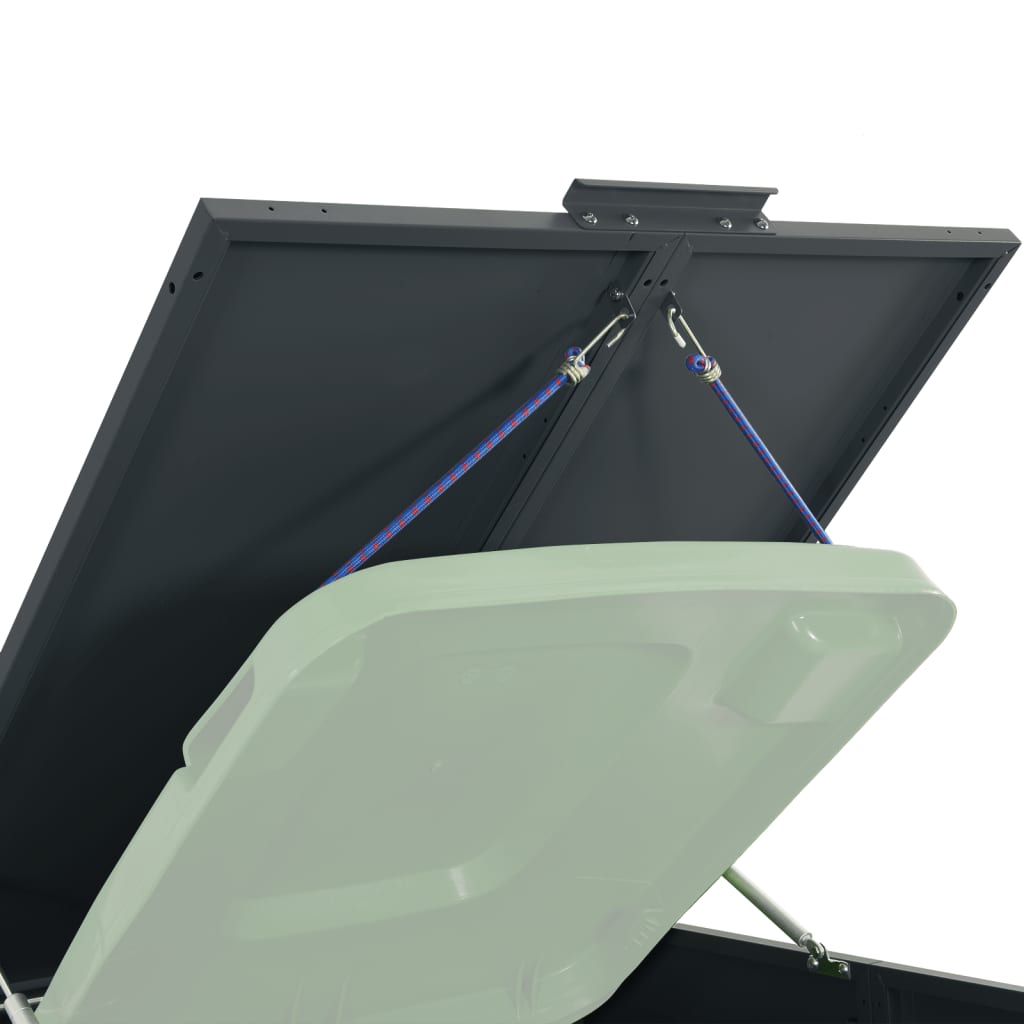 Antracit acél kerekes tároló 5 szemeteskukához 345x79x117 cm