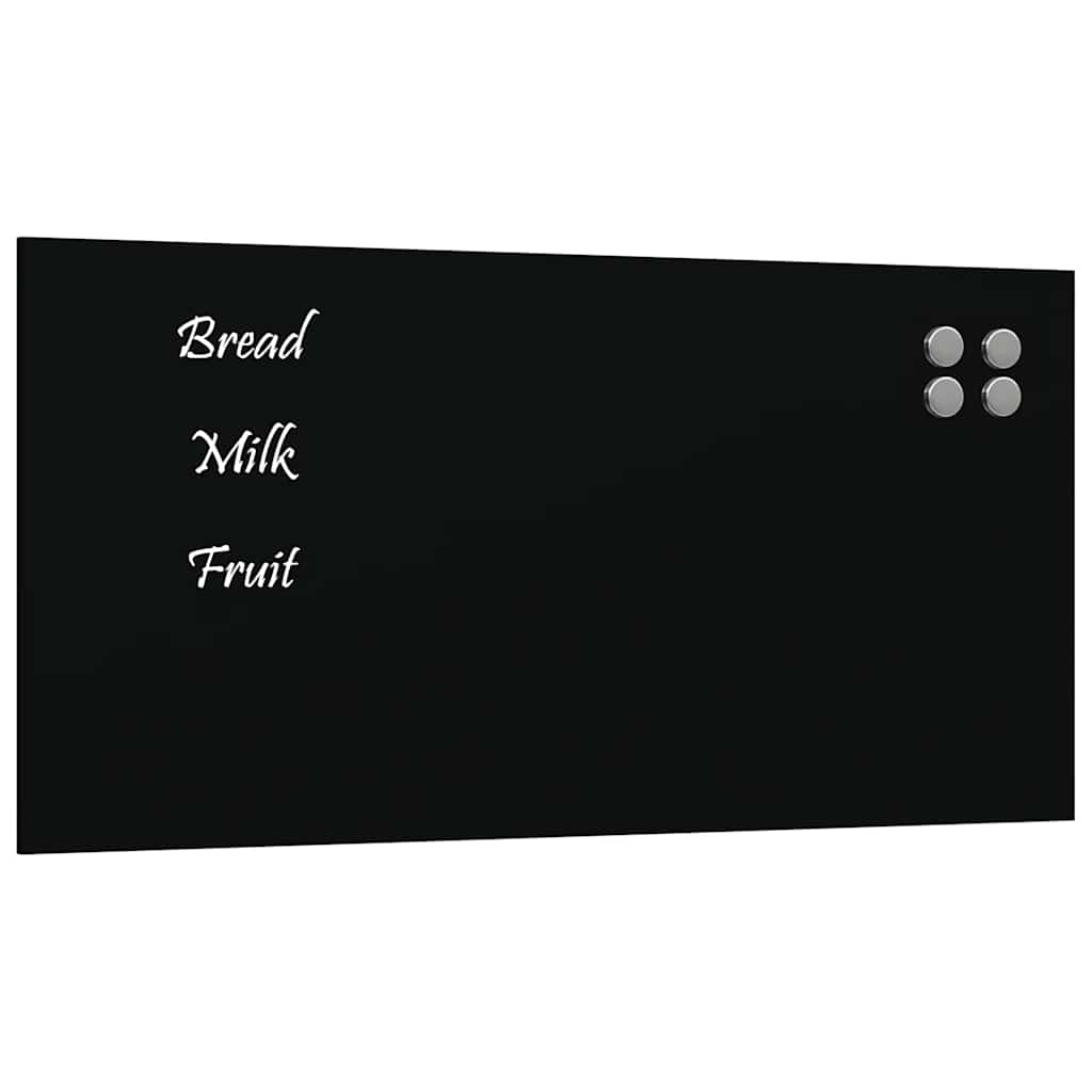 Fekete falra szerelhető edzett üveg mágnestábla 80 x 40 cm
