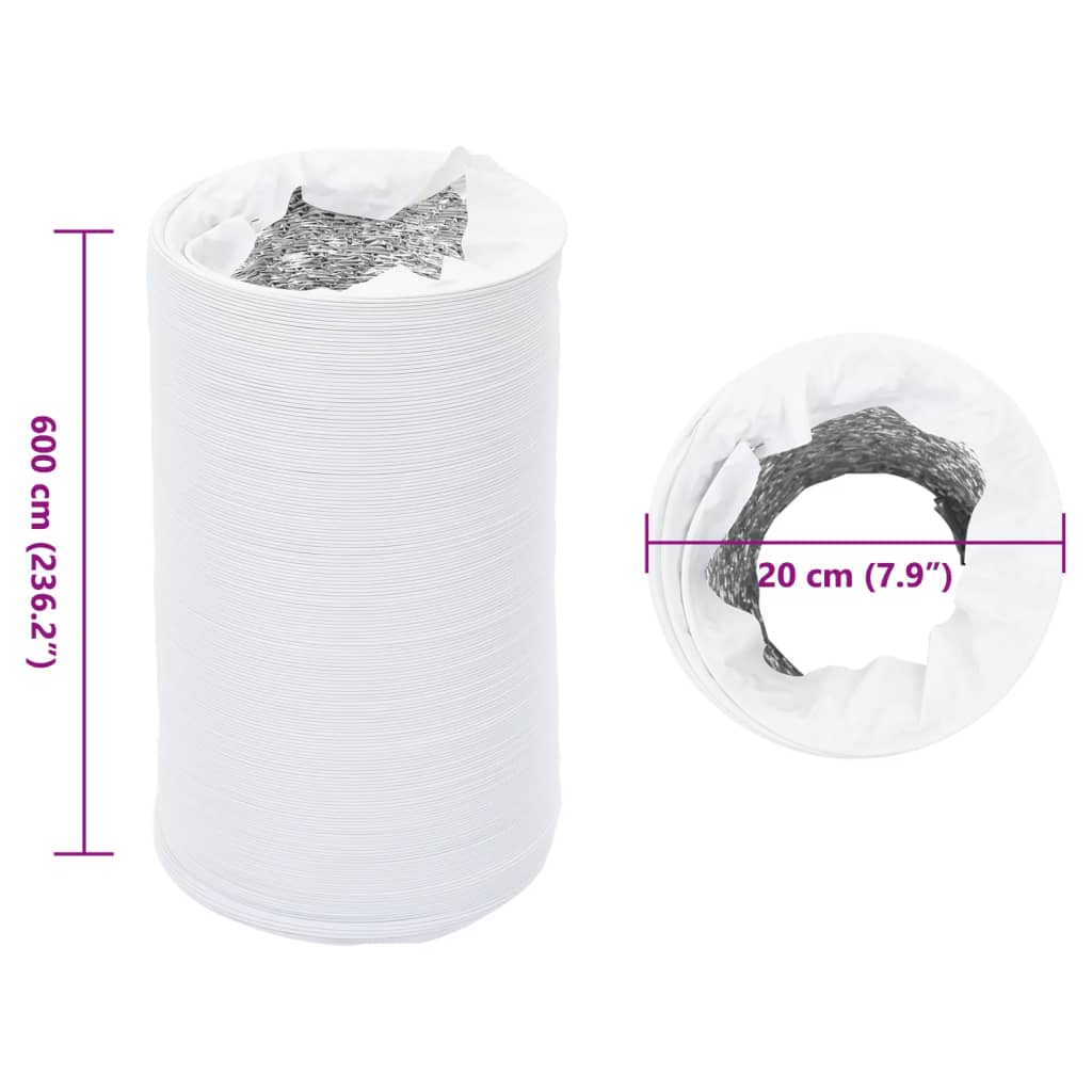 Alumínium és pvc szellőzőcső 6 m ø20 cm Alumínium és pvc szellőzőcső 6 m ø20 cm